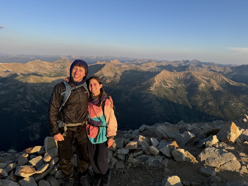 Jon and Lai at the summit of Huron Peak