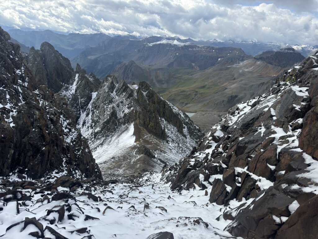 Rugged peaks with snow toward the top of Mount Sneffels