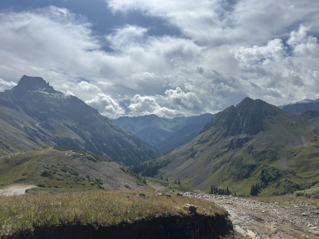 Mountains and a valley seen on the descent from Mount Sneffels